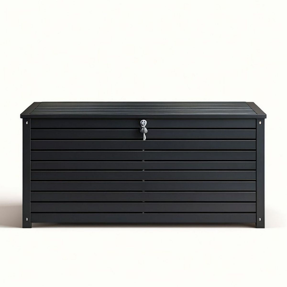 Garten-Aufbewahrungsbox 500 l aus pulverbeschichtetem verzinktem Stahl, Schwarz, 132 x 64 x 68 cm