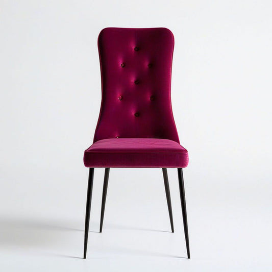 Esszimmerstuhl Bordeaux/Schwarz aus Polyestersamt und Stahl, 48 × 60 × 100 cm