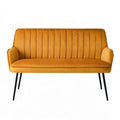 2-Sitzer Sofa aus Polyester-Samt in Senfgelb/Schwarz, 128 x 76 x 84 cm