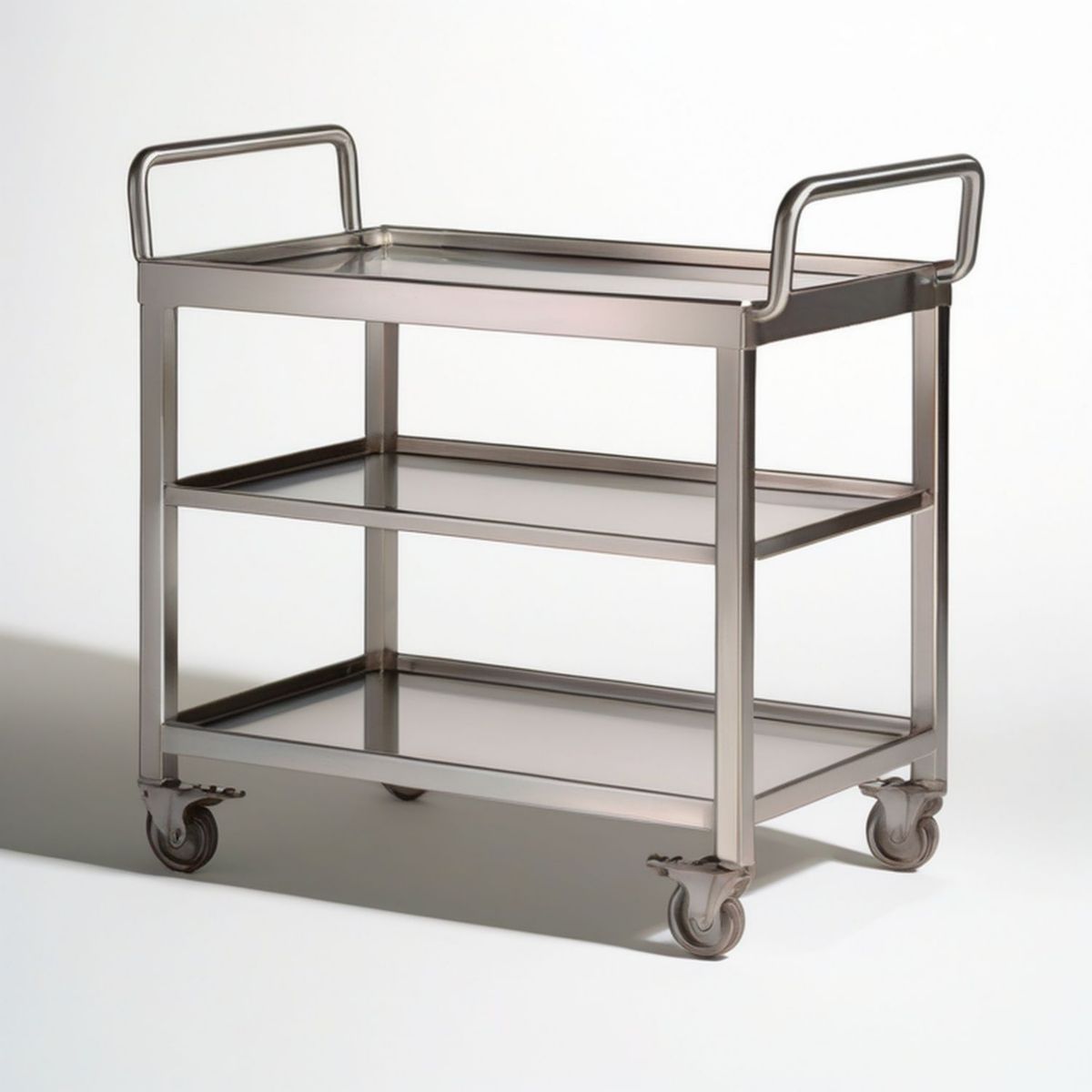 Servierwagen aus Edelstahl, Silber, 85 x 45 x 90 cm, 3 Ablagen