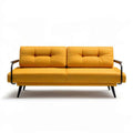 2-Sitzer-Sofa 170 x 80 x 85 cm Senfgelb/Schwarz/Dunkelbraun