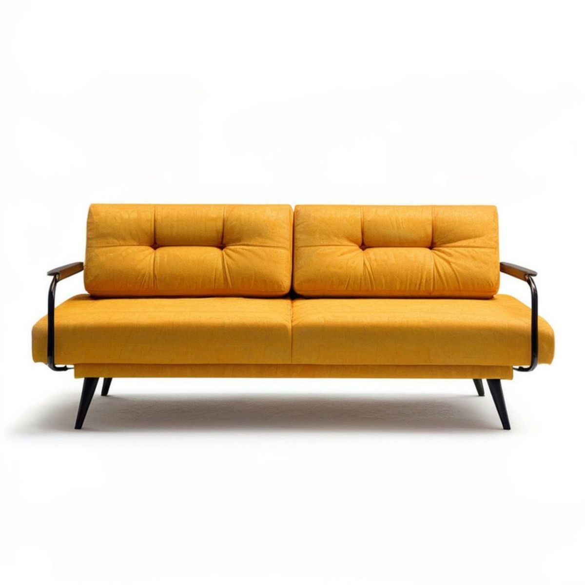 2-Sitzer-Sofa 170 x 80 x 85 cm Senfgelb/Schwarz/Dunkelbraun