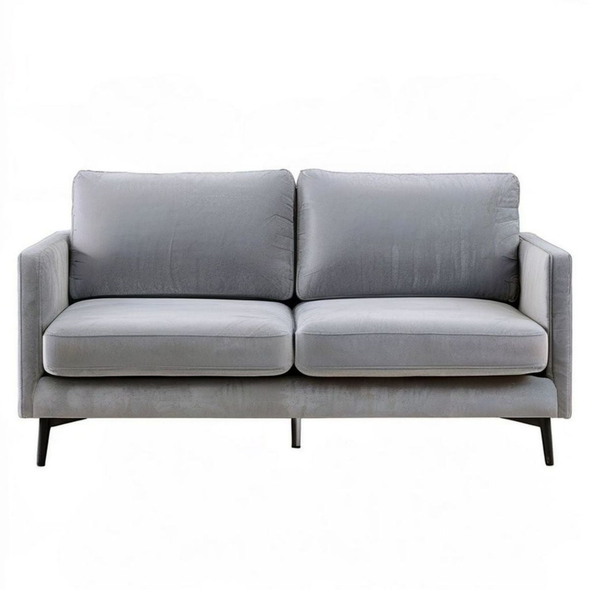 2-Sitzer Sofa 150 x 85 x 85 cm Grau mit Polyester-Samtbezug und Stahlfüssen