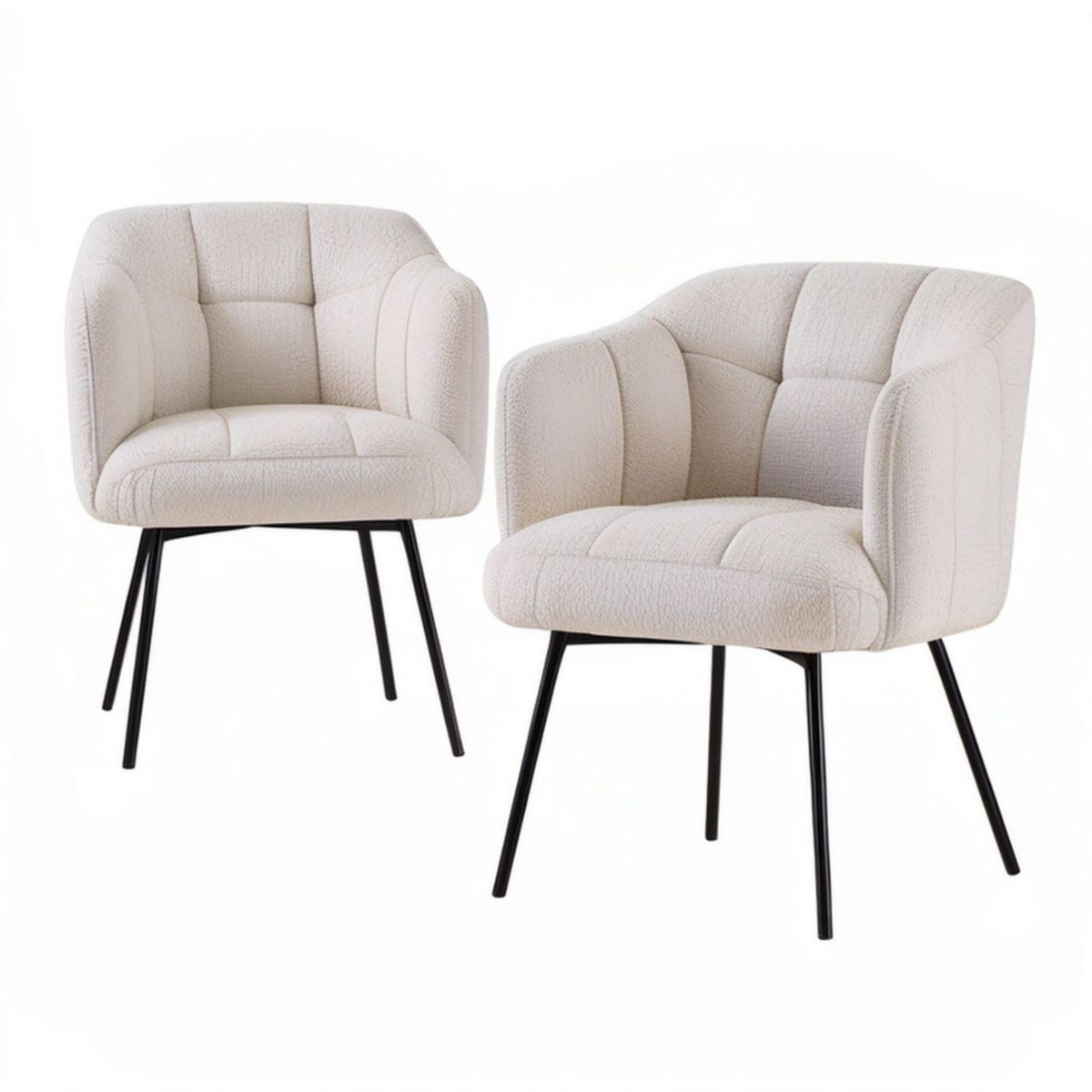 2er-Set gepolsterte Sessel mit Armlehnen, Creme/Schwarz, 58 x 61 x 82 cm