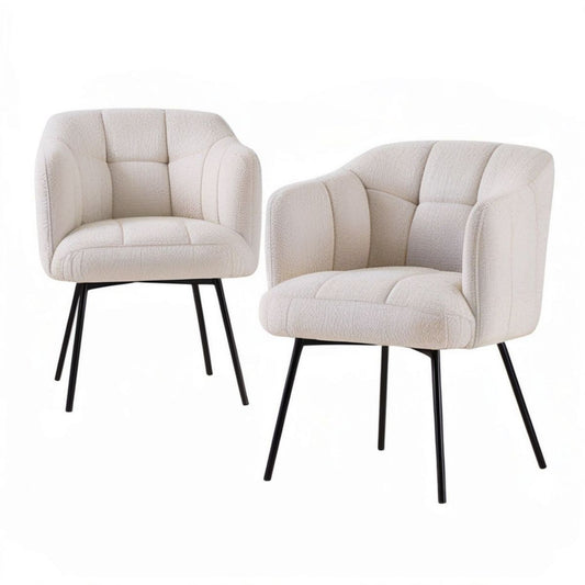 2er-Set gepolsterte Sessel mit Armlehnen, Creme/Schwarz, 58 x 61 x 82 cm