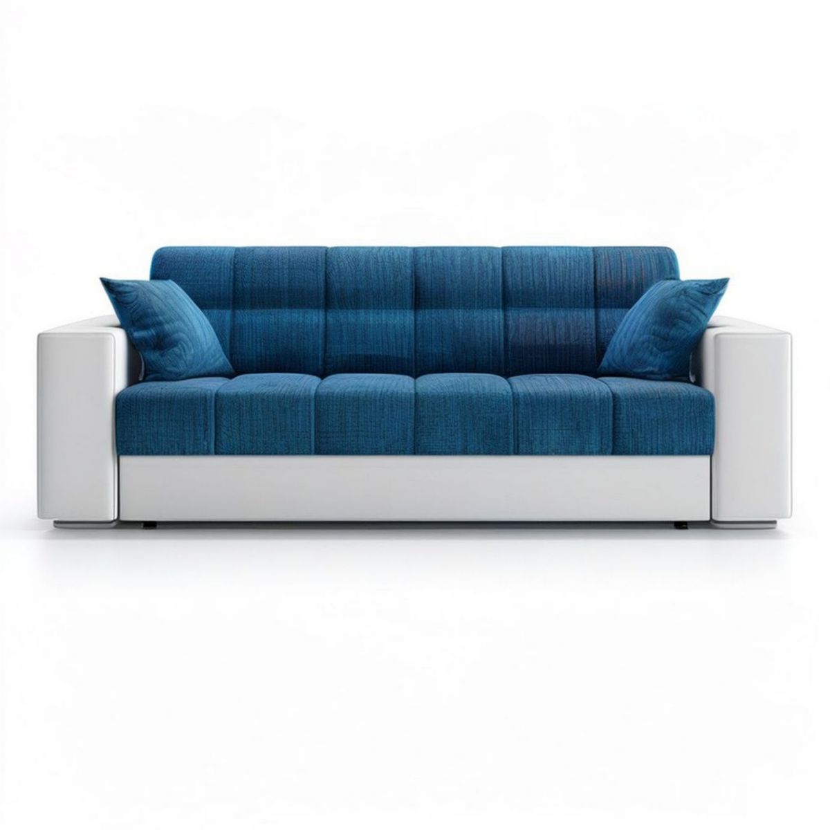 Zweisitzer-Sofa 180 × 90 × 85 cm Blau/Weiss mit Polyester- und Kunstlederbezug