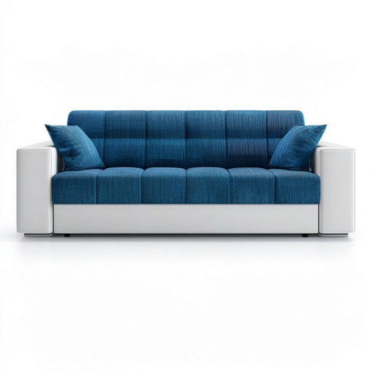 Zweisitzer-Sofa 180 × 90 × 85 cm Blau/Weiss mit Polyester- und Kunstlederbezug