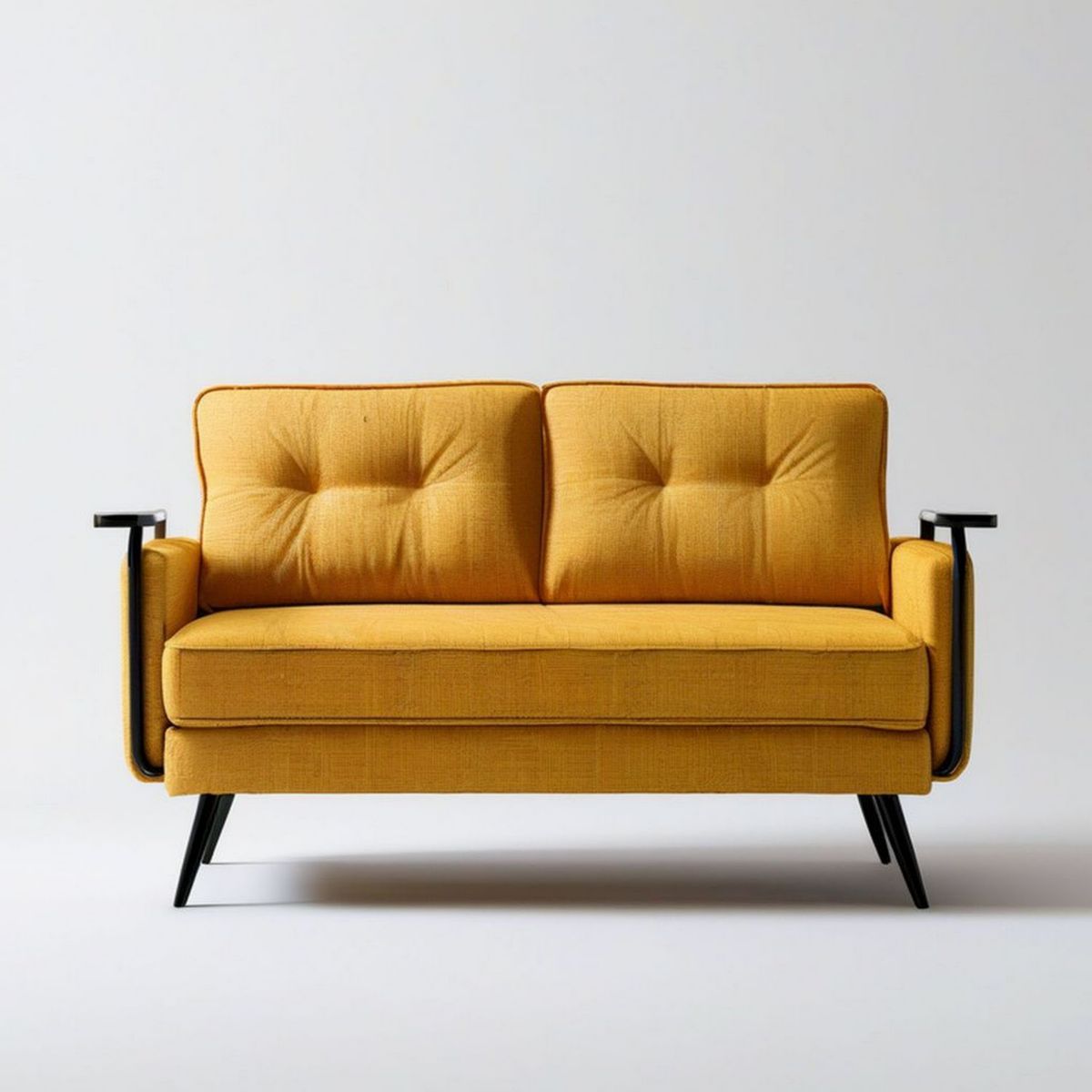 2-Sitzer Sofa, 140 x 78 x 85 cm, Senfgelb/Schwarz