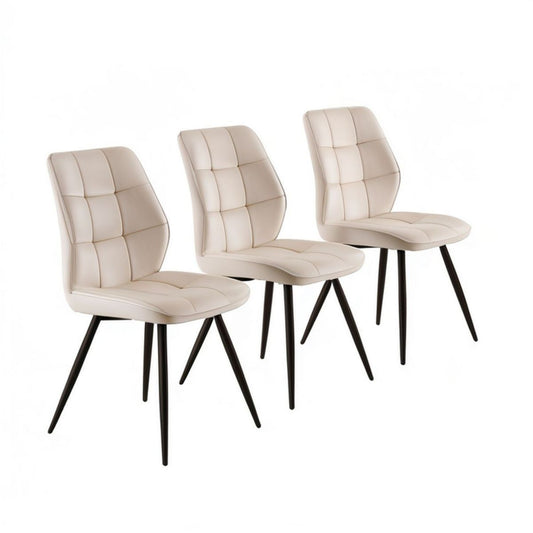 3er-Set Esszimmerstühle aus PU-Kunstleder, Beige/Schwarz, 45 x 54 x 93 cm