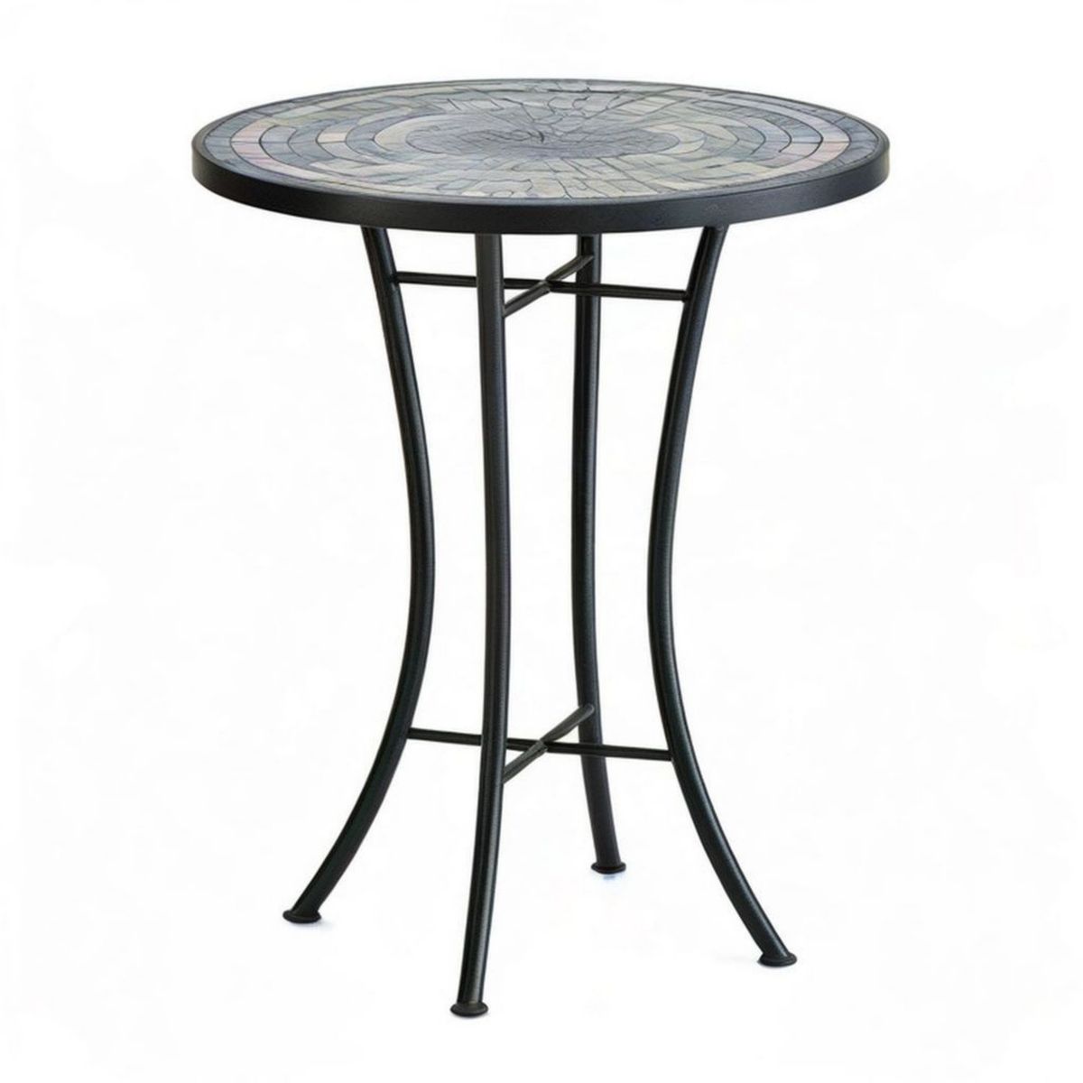 Runder Mosaik-Beistelltisch Ø 60 cm, Höhe 70 cm, Schwarz/Grau/Weiss