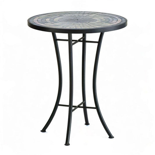 Runder Mosaik-Beistelltisch Ø 60 cm, Höhe 70 cm, Schwarz/Grau/Weiss