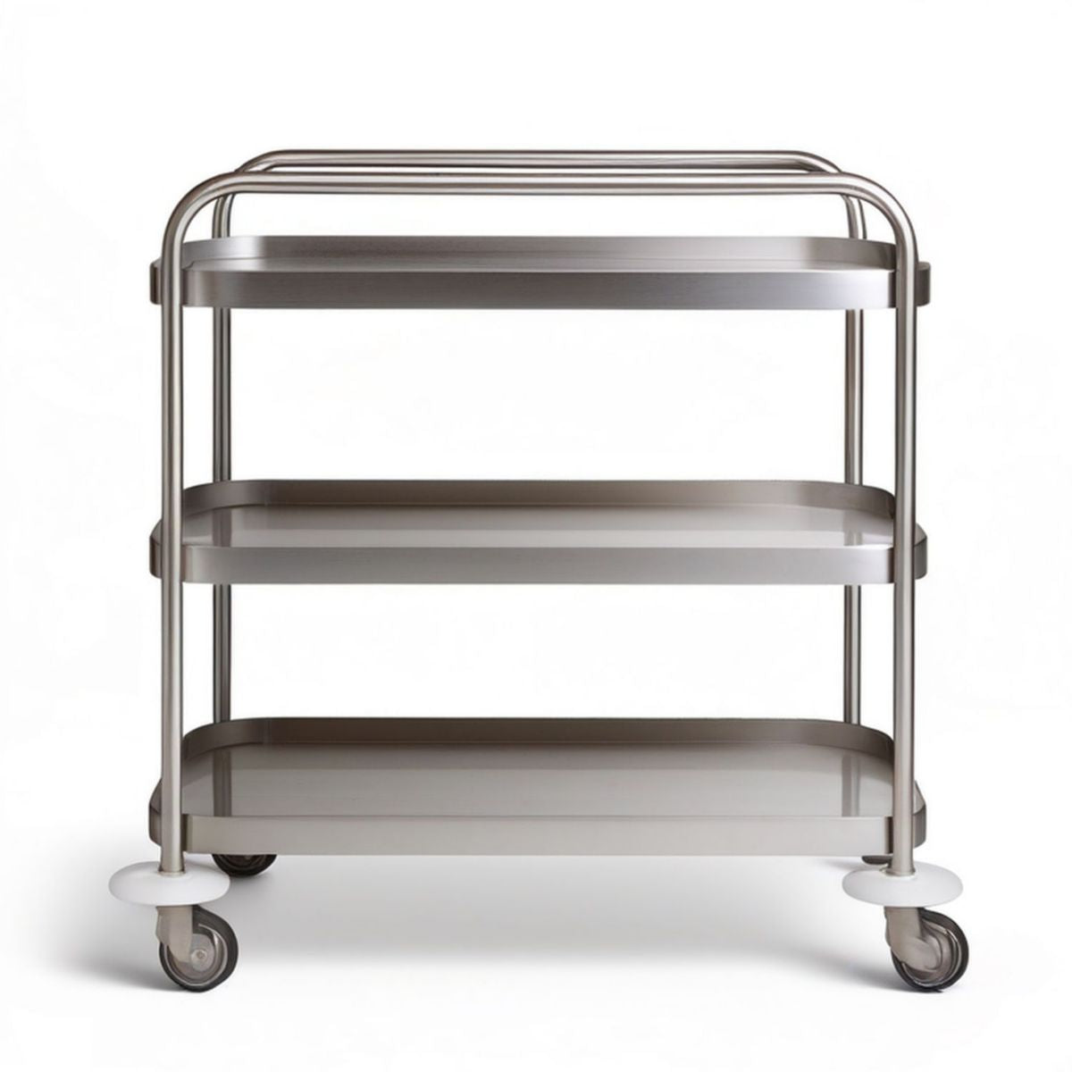 Servierwagen aus Edelstahl, Silber, 75 x 45 x 85 cm, 3 Etagen