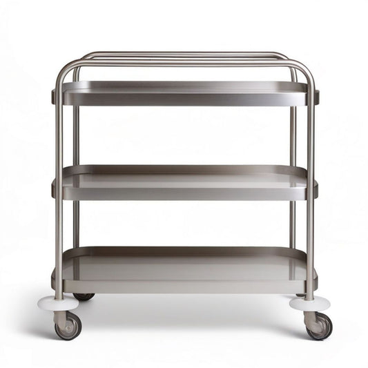 Servierwagen aus Edelstahl, Silber, 75 x 45 x 85 cm, 3 Etagen