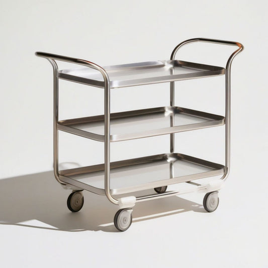Servierwagen aus Edelstahl, silber, 3 Ebenen, 80 x 45 x 85 cm