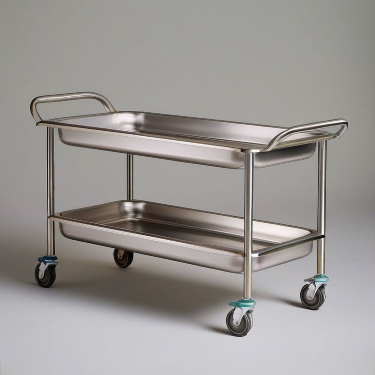 Edelstahl-Servierwagen 85 x 45 x 85 cm Silber mit 2 Ablagen und Rollen