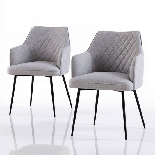 2er-Set gepolsterte Stühle mit Armlehnen, 57 x 60 x 86 cm, Grau/Schwarz