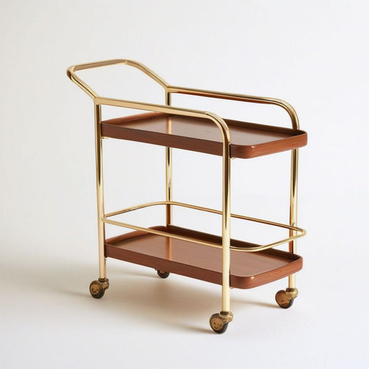 Servierwagen Gold/Braun mit 2 Ablagen, 70 x 45 x 85 cm